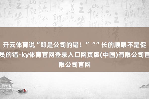 开云体育说“即是公司的错！”“”长的顺眼不是促销员的错-ky体育官网登录入口网页版(中国)有限公司官网